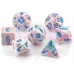 Chessex Mini Dice: Festive Pop Art with Blue | 7 Die Polyhedral Set | 20544