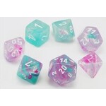 Chessex Mini Dice: Nebula Wisteria with White | 7 Die Polyhedral Set | 20545