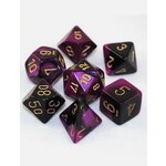 Chessex Mini Dice: Gemini Black Purple with Gold | 7 Die Polyhedral Set