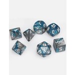 Chessex Mini Dice: Gemini Steel Teal with White | 7 Die Polyhedral Set