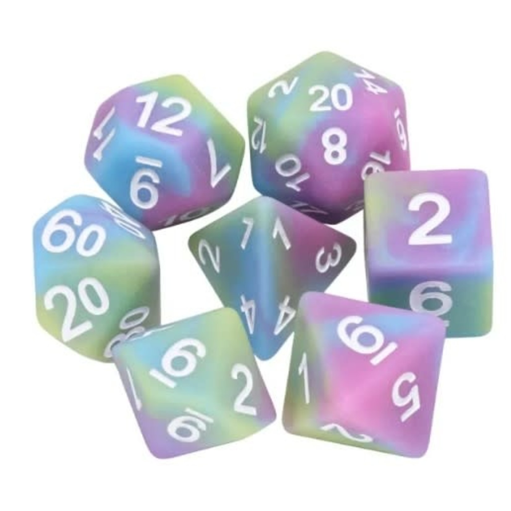 HD Frosted Matte Dice: Rainbow Drip | 7 Die Resin Polyhedral Set
