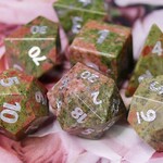 HD Gemstone Dice: Unakite Alignment | 7 Die Stone Polyhedral Set