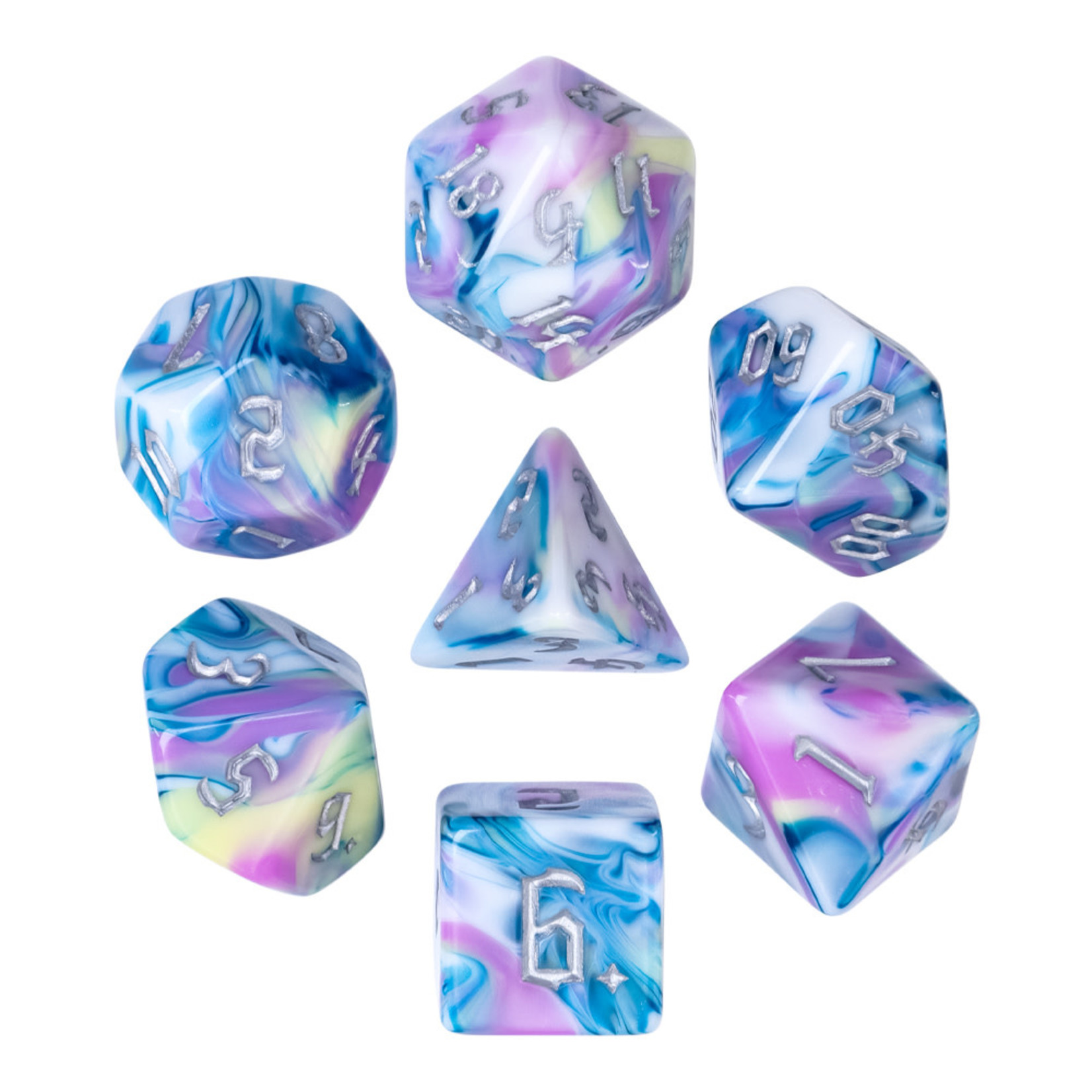 HD Blend Dice: Violet in Bloom | 7 Die Polyhedral Set