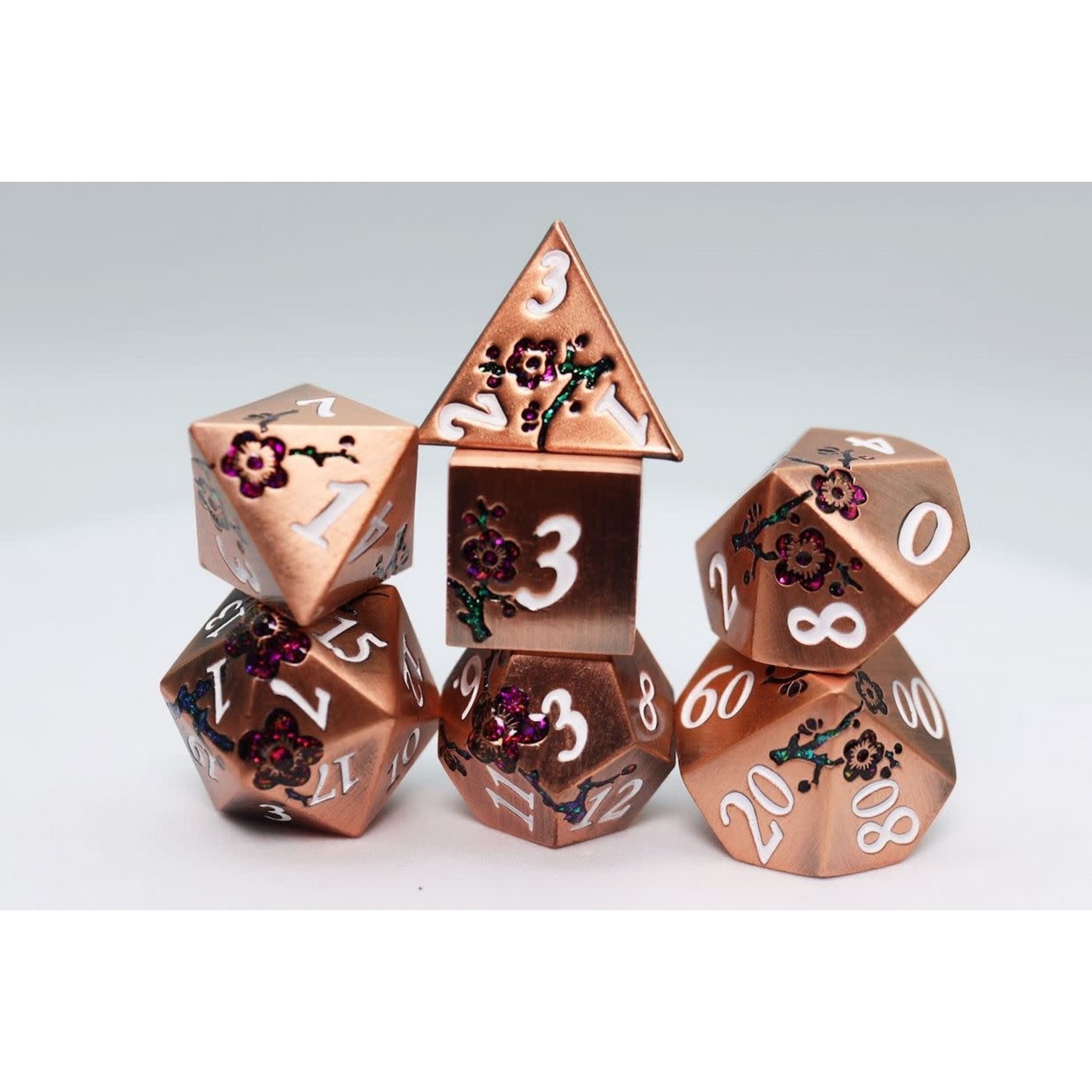 Foam Brain Metal Dice: Copper with Red Orchids RPG Set