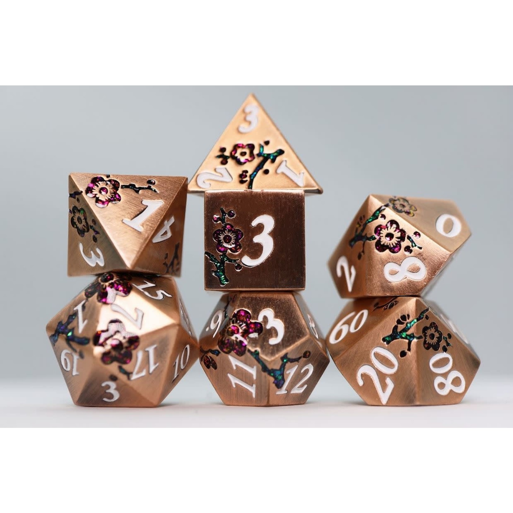 Foam Brain Metal Dice: Copper with Red Orchids RPG Set