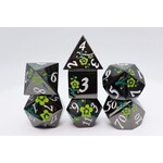 Foam Brain Metal Dice: Black with Green Orchids RPG Set