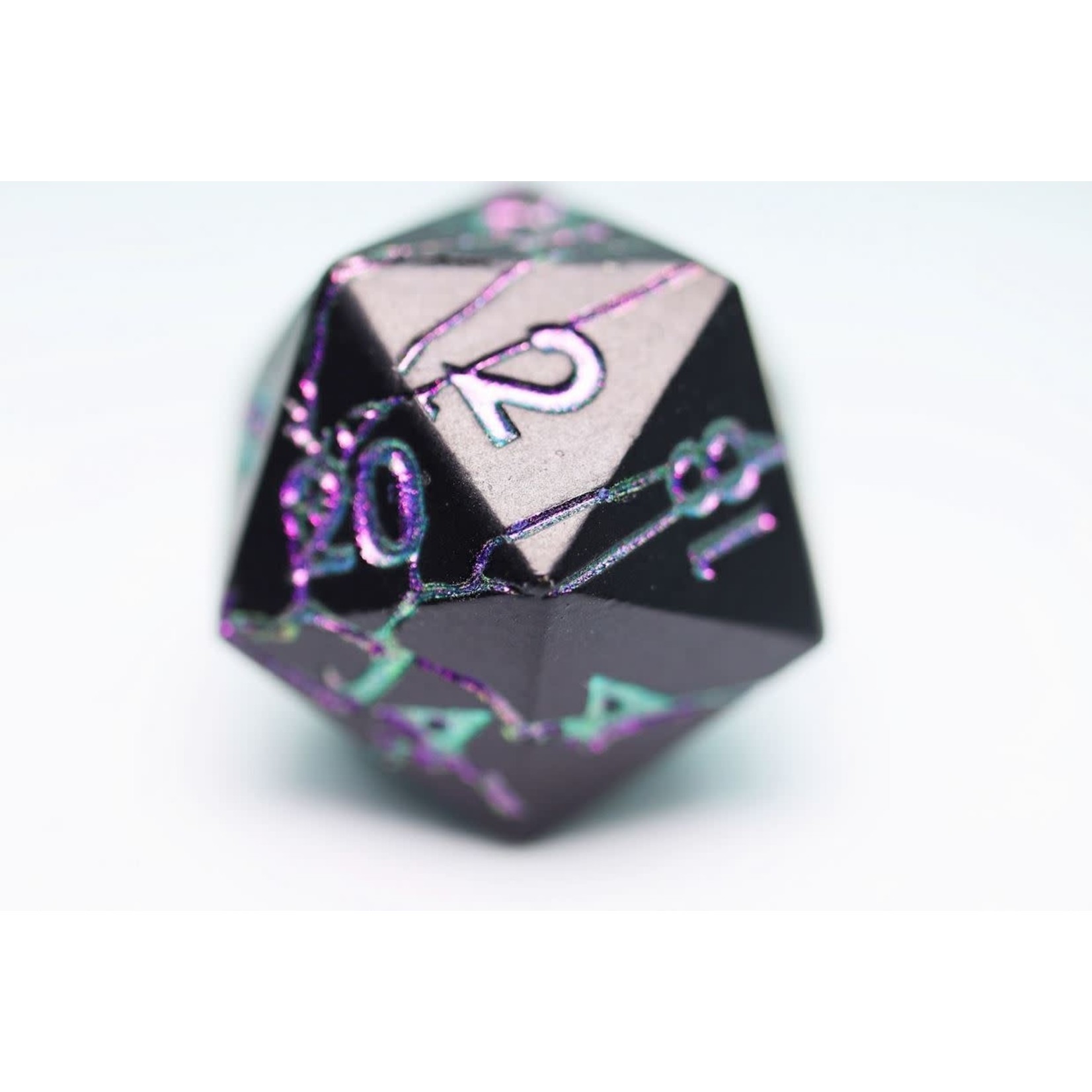 Foam Brain Metal Dice: Purple Lightning RPG Set