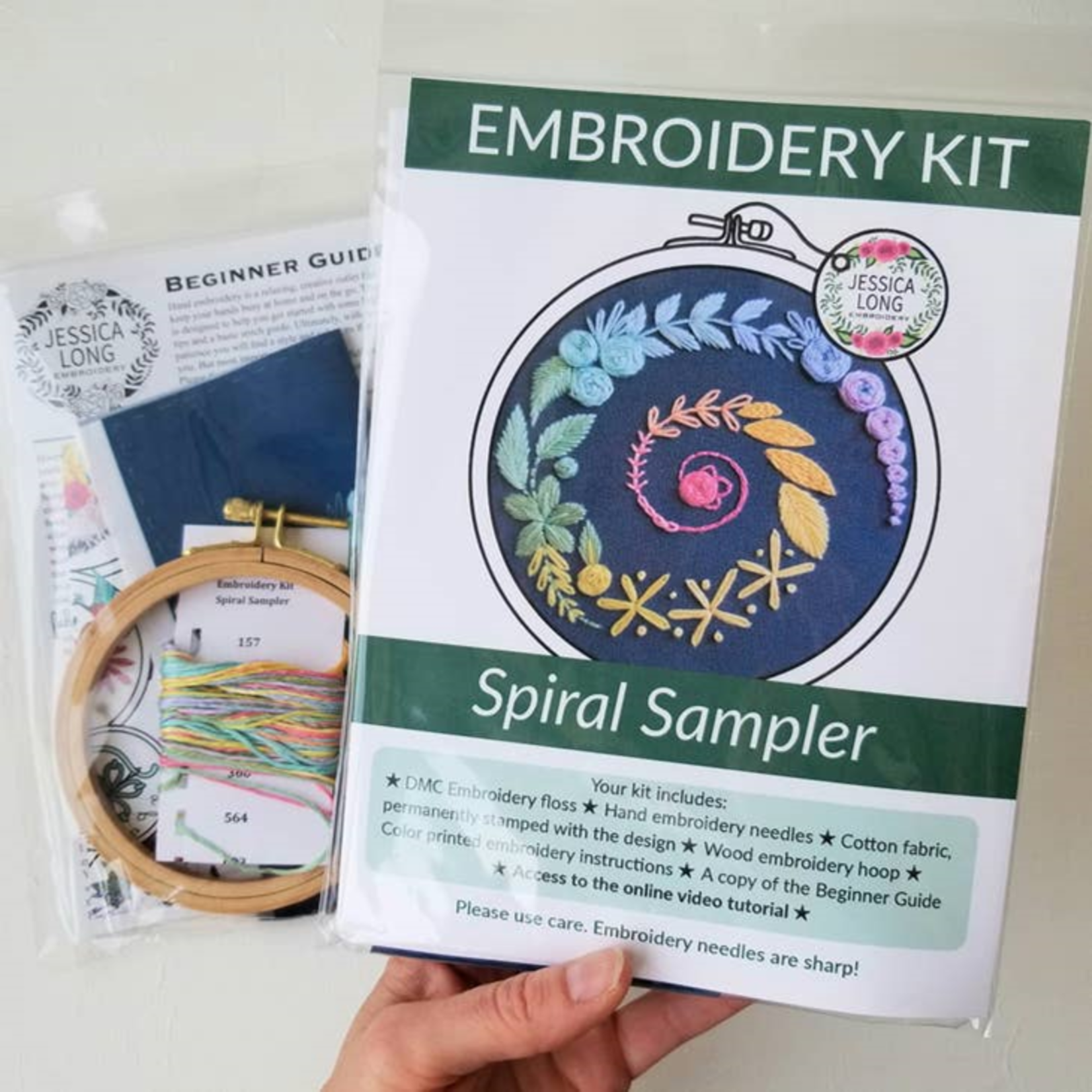 Spiral Sampler Beginner Embroidery Kit - White