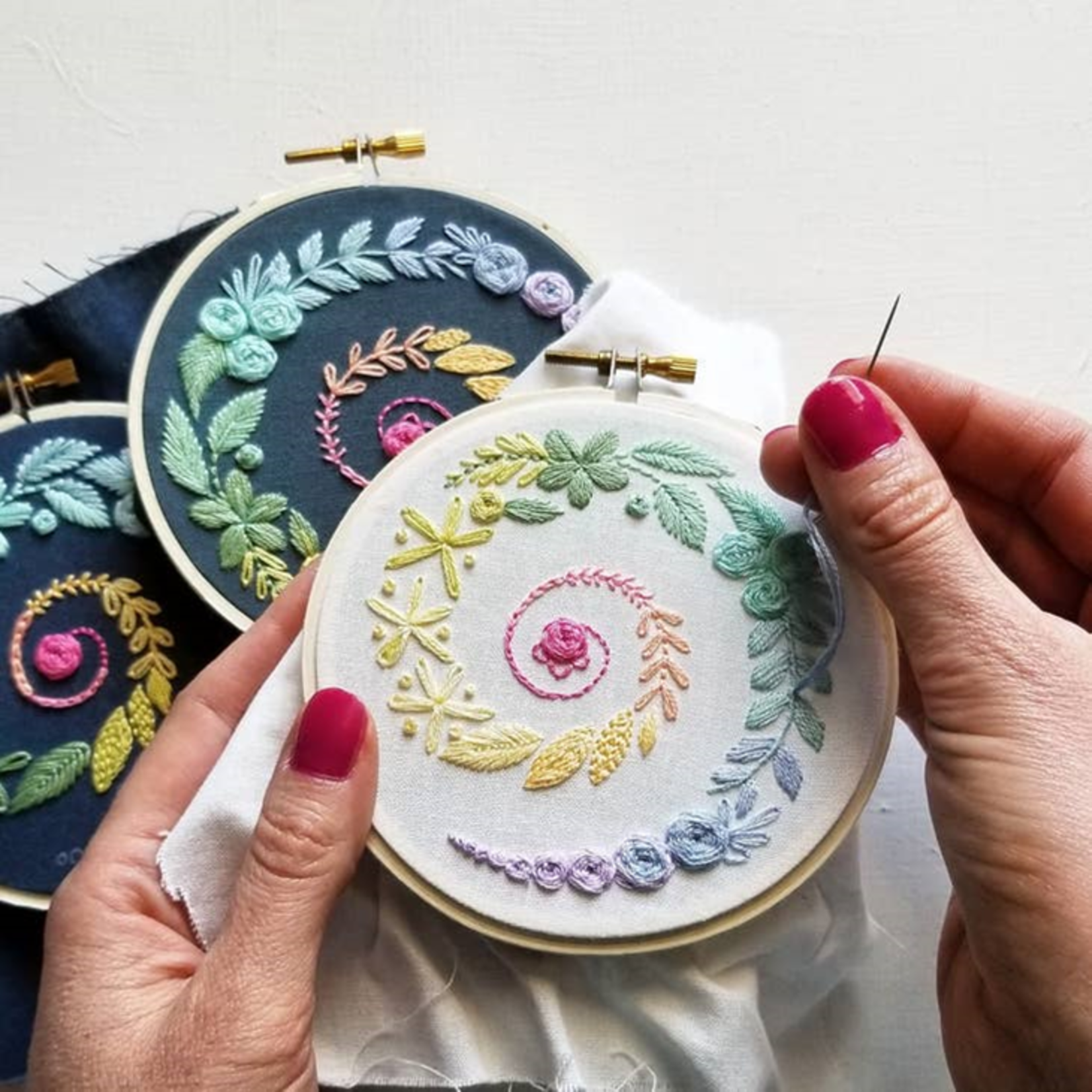 Spiral Sampler Beginner Embroidery Kit - Navy