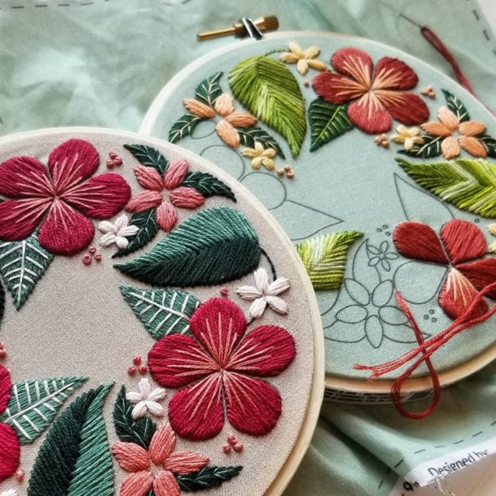 Floral Flourish Beginner Embroidery Kit - Light Taupe