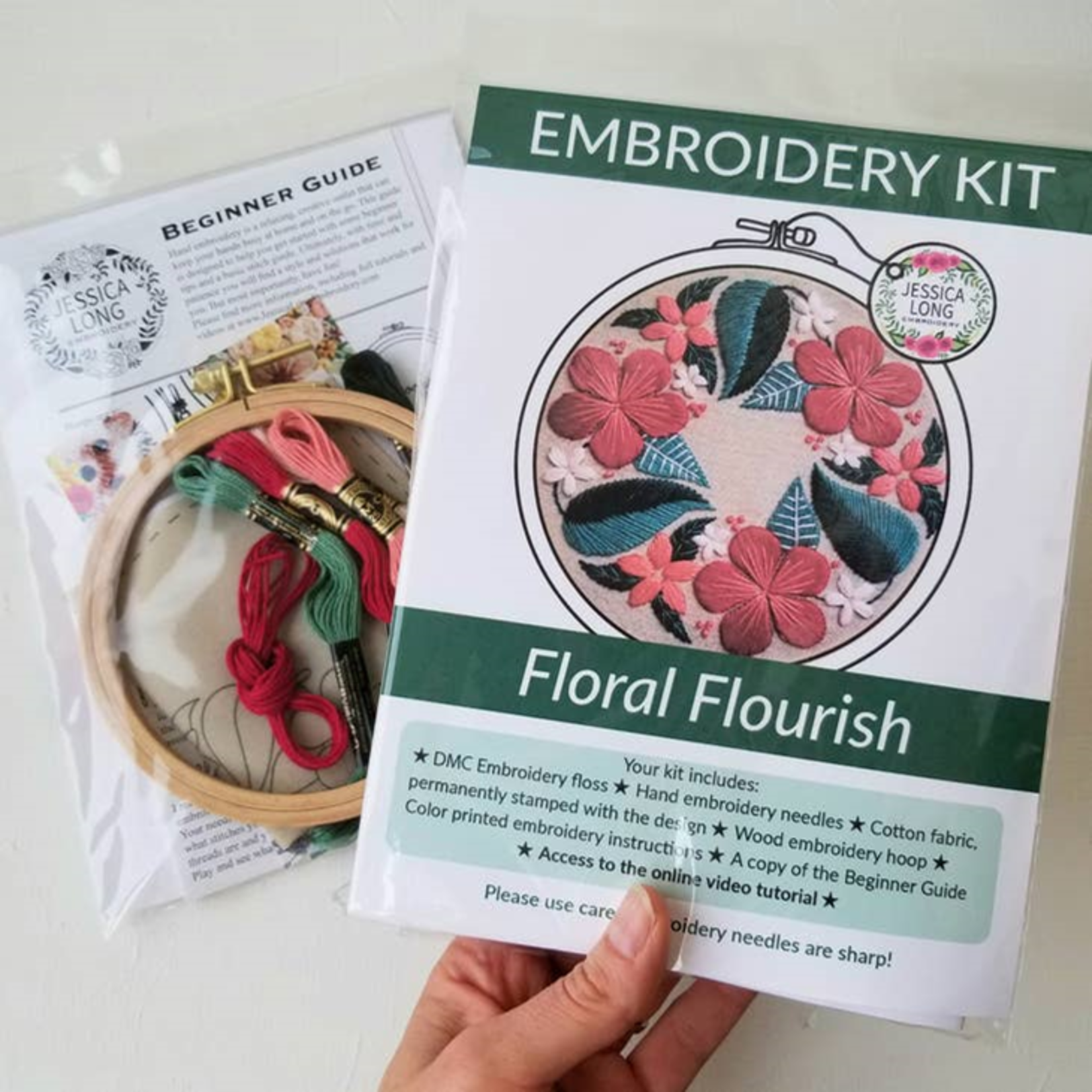 Floral Flourish Beginner Embroidery Kit - Light Taupe