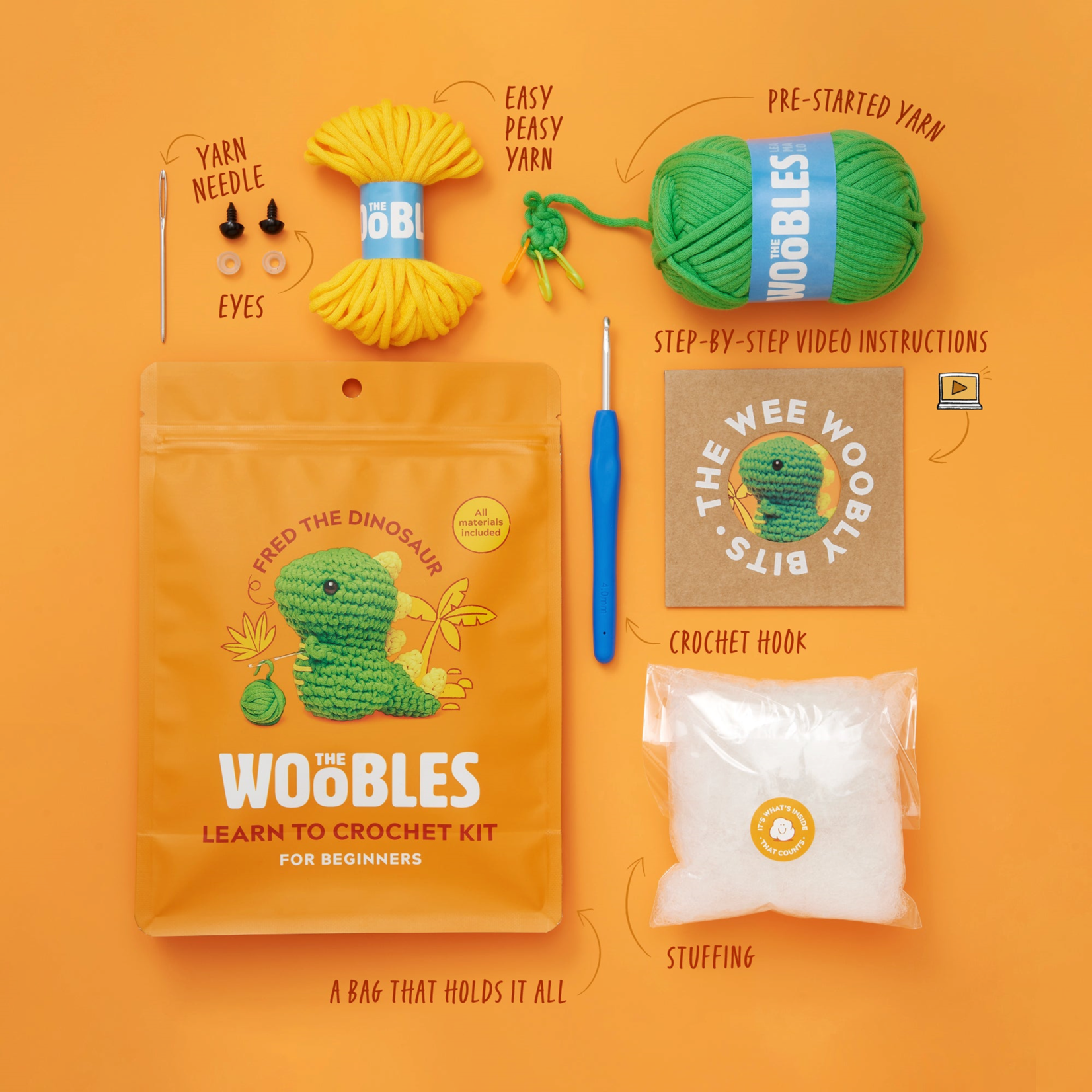 Woobles: Dinosaur Beginner Crochet Kit