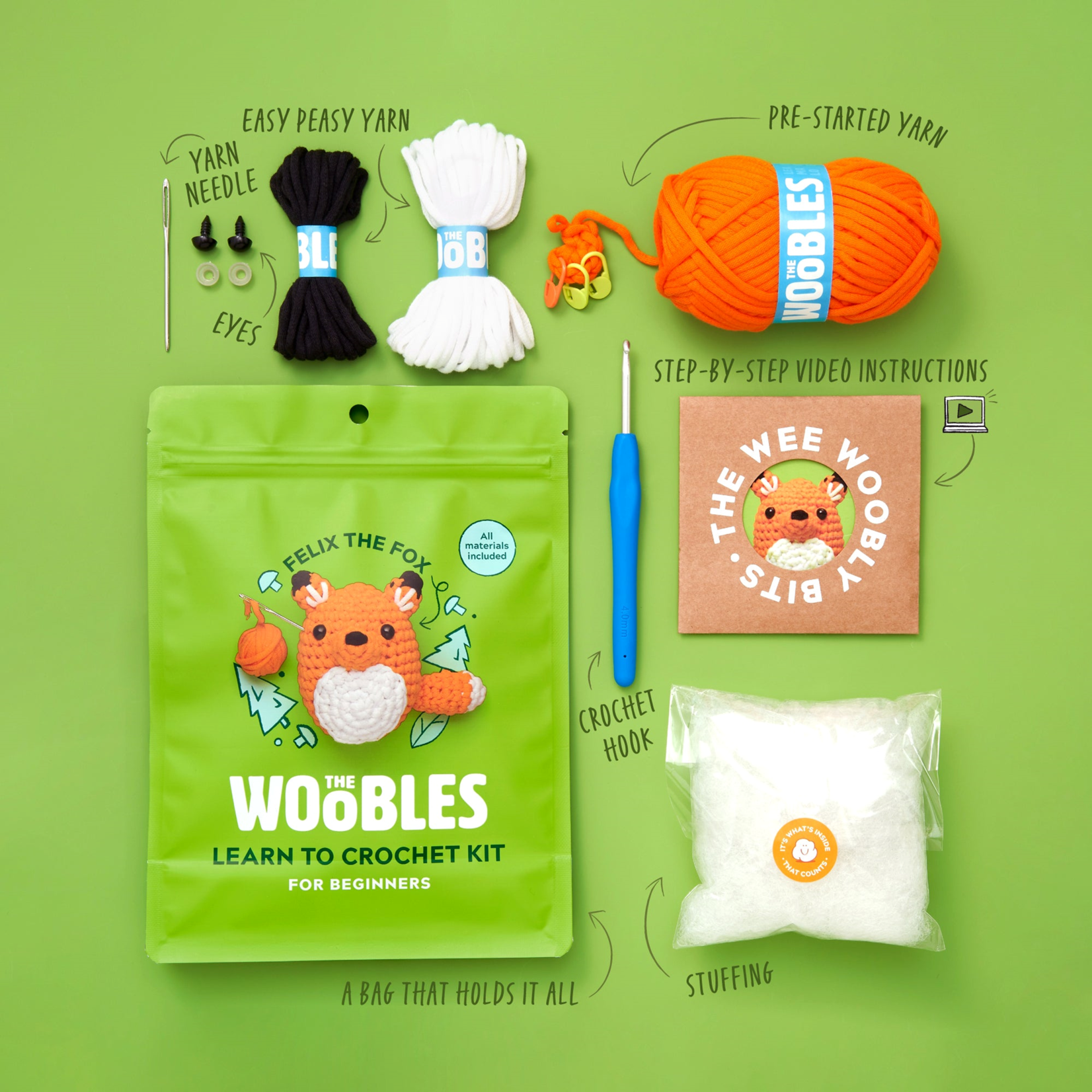 Woobles: Felix the Fox Beginner Crochet Kit