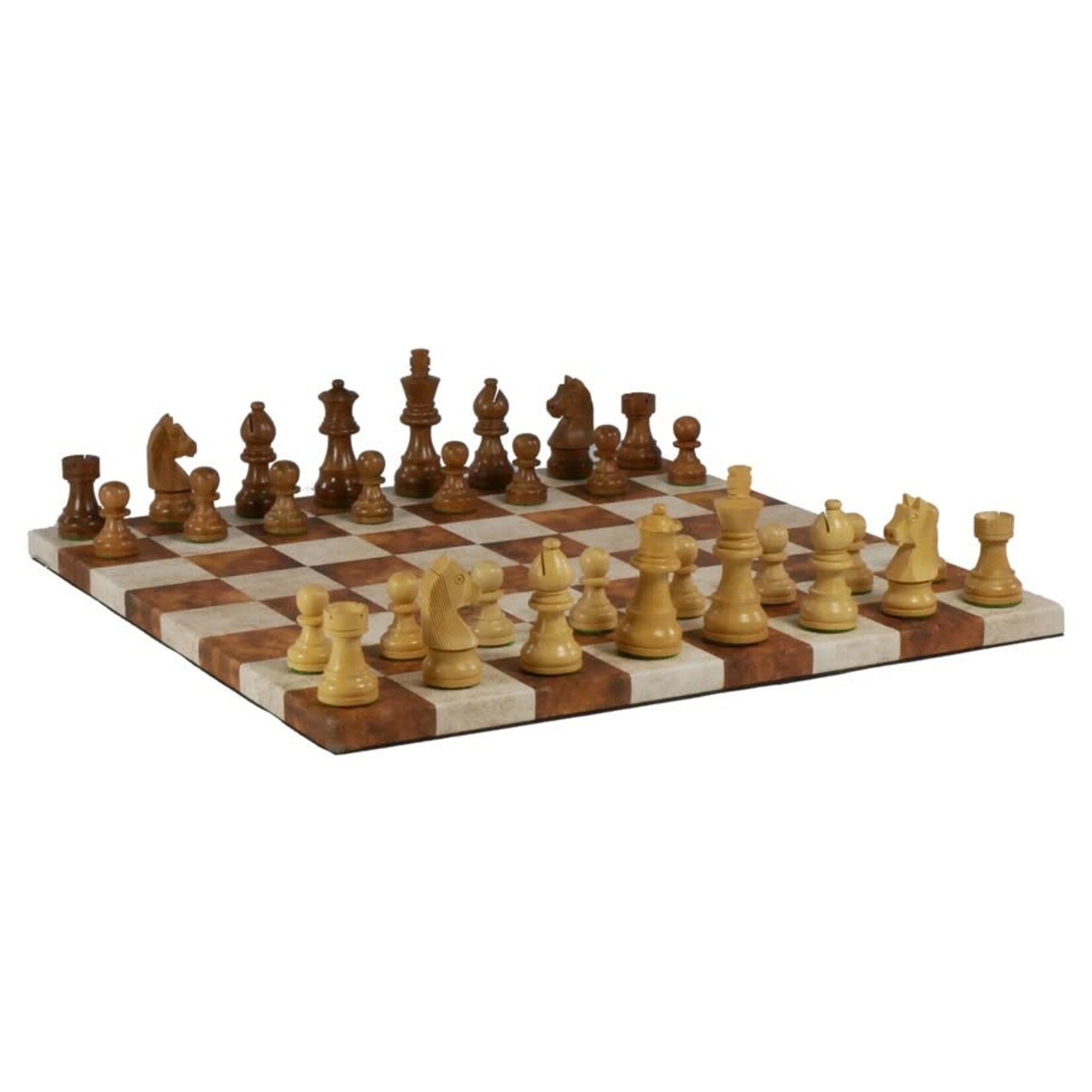Chess Set - 3in Sheesham German 14.5in Caramel/Cream