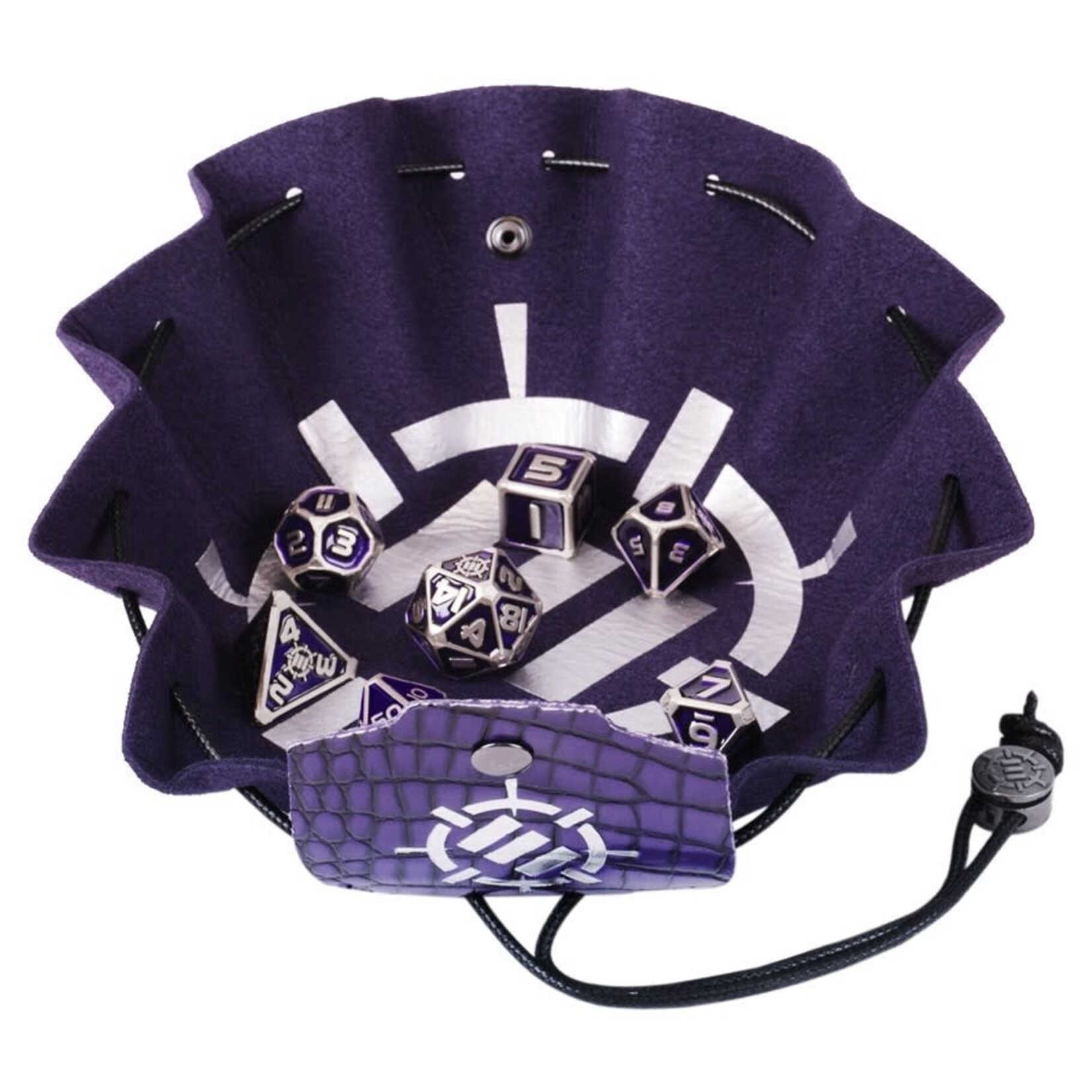 Enhance Gaming 7-Set Enhance: Purple Enamel Dice with Dice Pouch/Tray