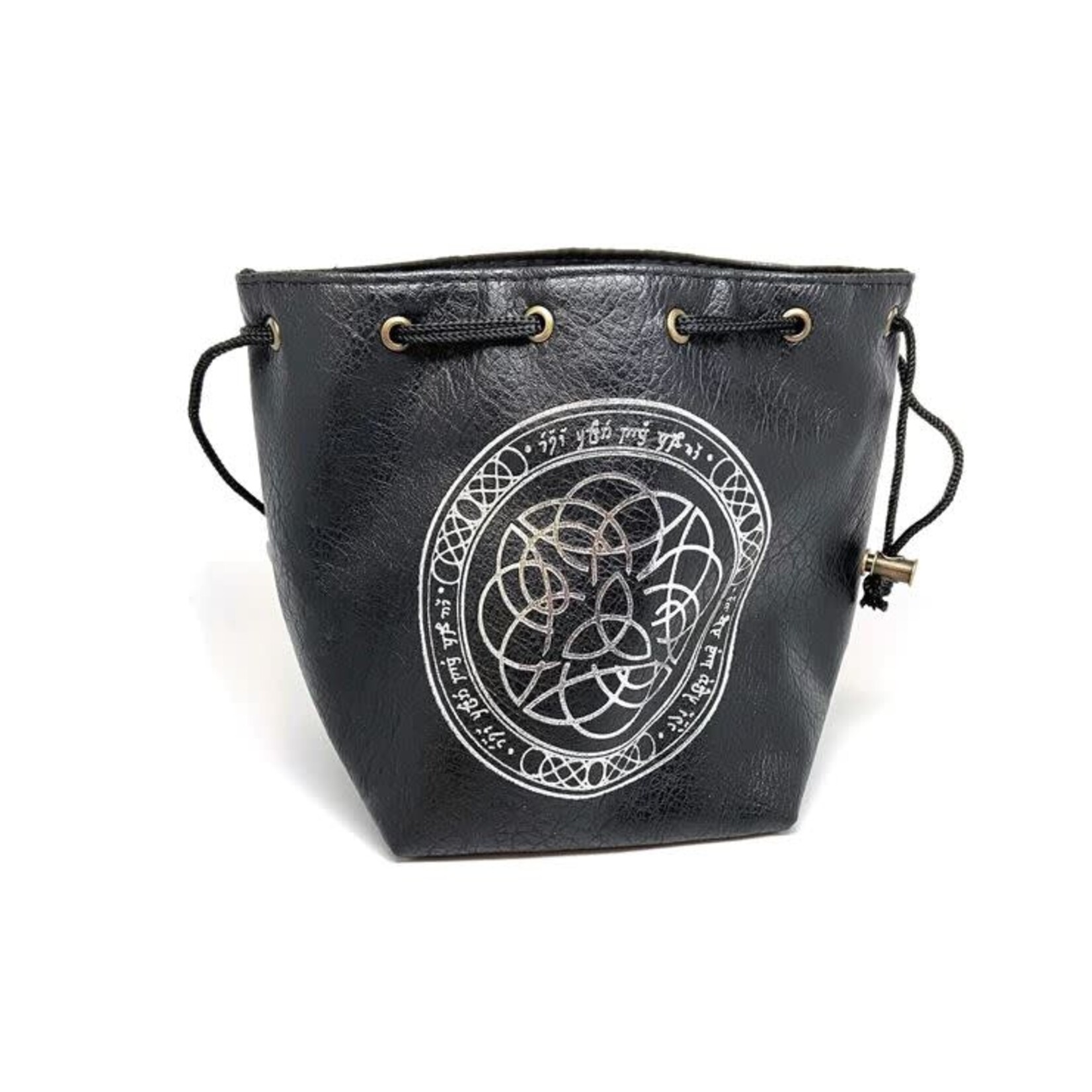 Dice Bag: Leather Lite Self-Standing Large Black - Elven Runes