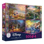 Disney Dreams 4 in 1 500 Piece Puzzle Set Thomas Kinkade (Donald, Mickey, Dalmations and Little Mermaid)