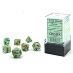 Chessex Mini Dice: Marble Green/Dark Green | 7 Die Polyhedral Set |20409