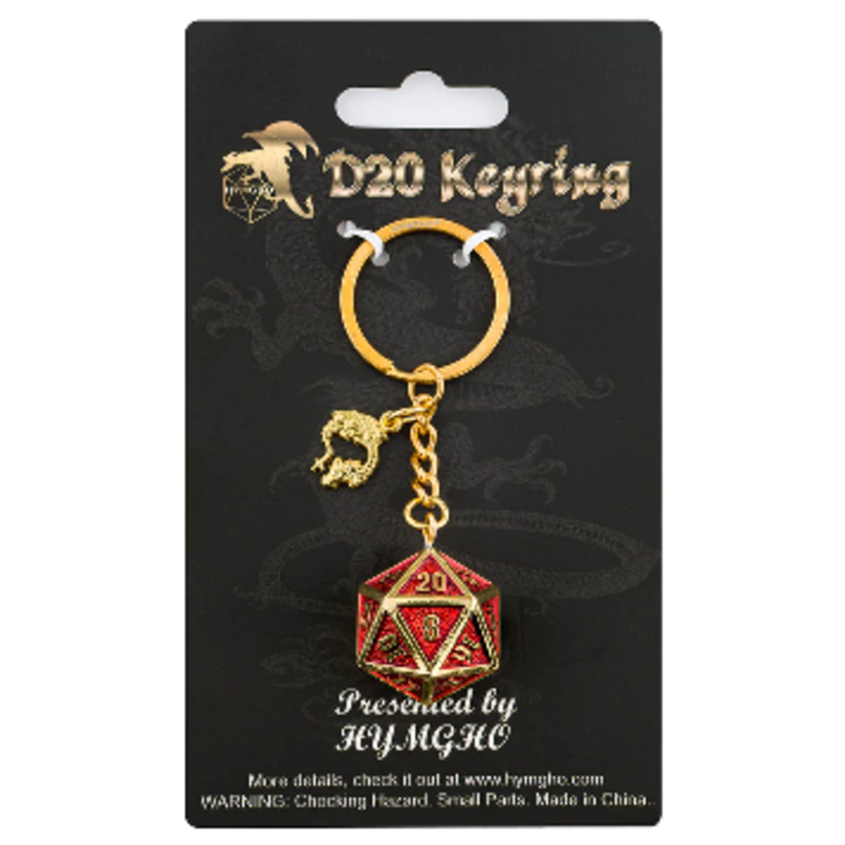 D20 Keychain Draconis - Gold and Ruby
