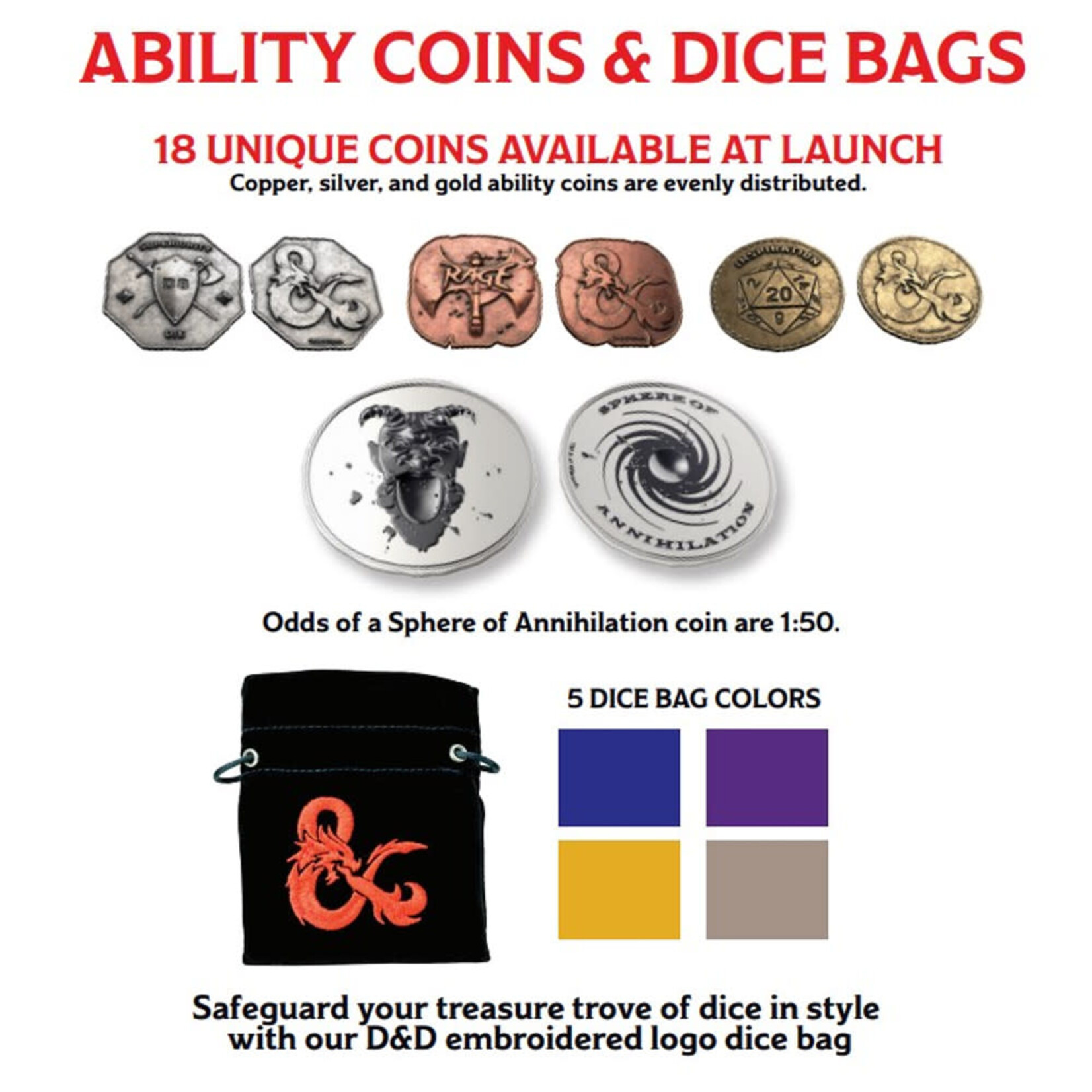 Acererak's Treasure Pack Dice Sets (Metal Coin, Dice Bag  and Polyhedral Dice Set)