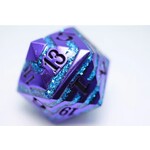 Foam Brain Metal Dice: 35mm Metal D20 - Purple with Blue Mica