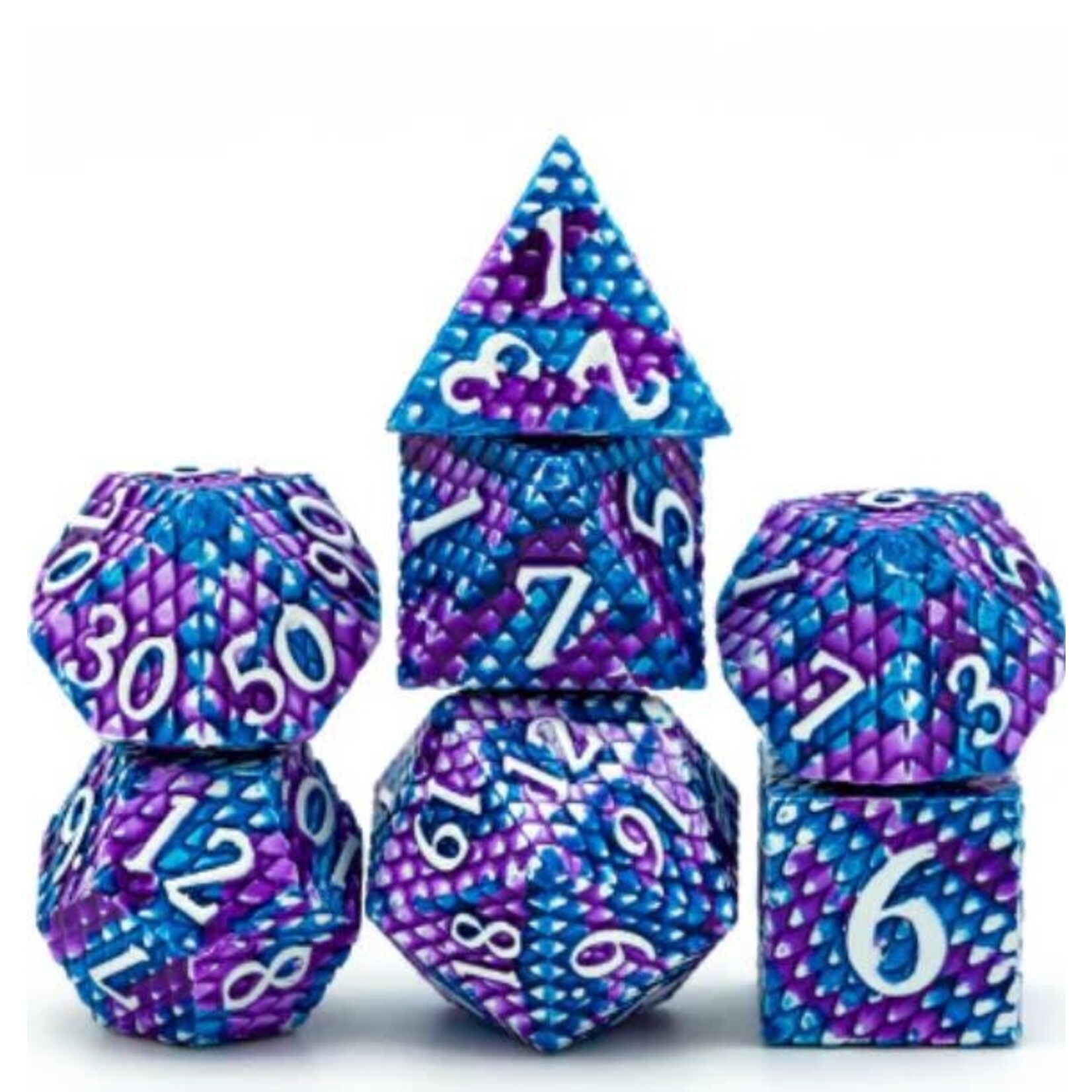 Foam Brain Metal Dice: Dragon Scale - Ice RPG Set