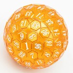Foam Brain Metal Dice: 45mm Solid Metal D100 - Orange with White