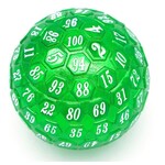 Foam Brain Metal Dice: 45mm Solid Metal D100 - Green with White