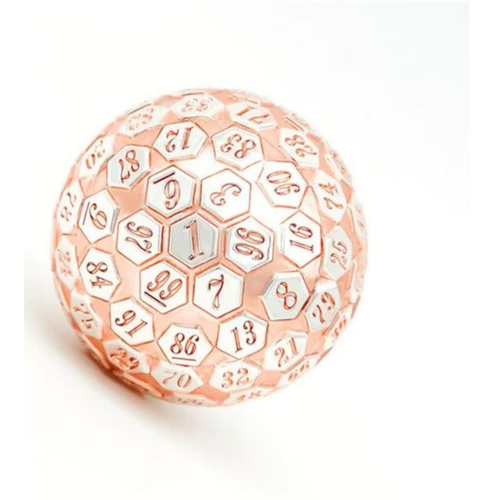 Foam Brain Metal Dice: 45mm Solid Metal D100 - Pink & Silver