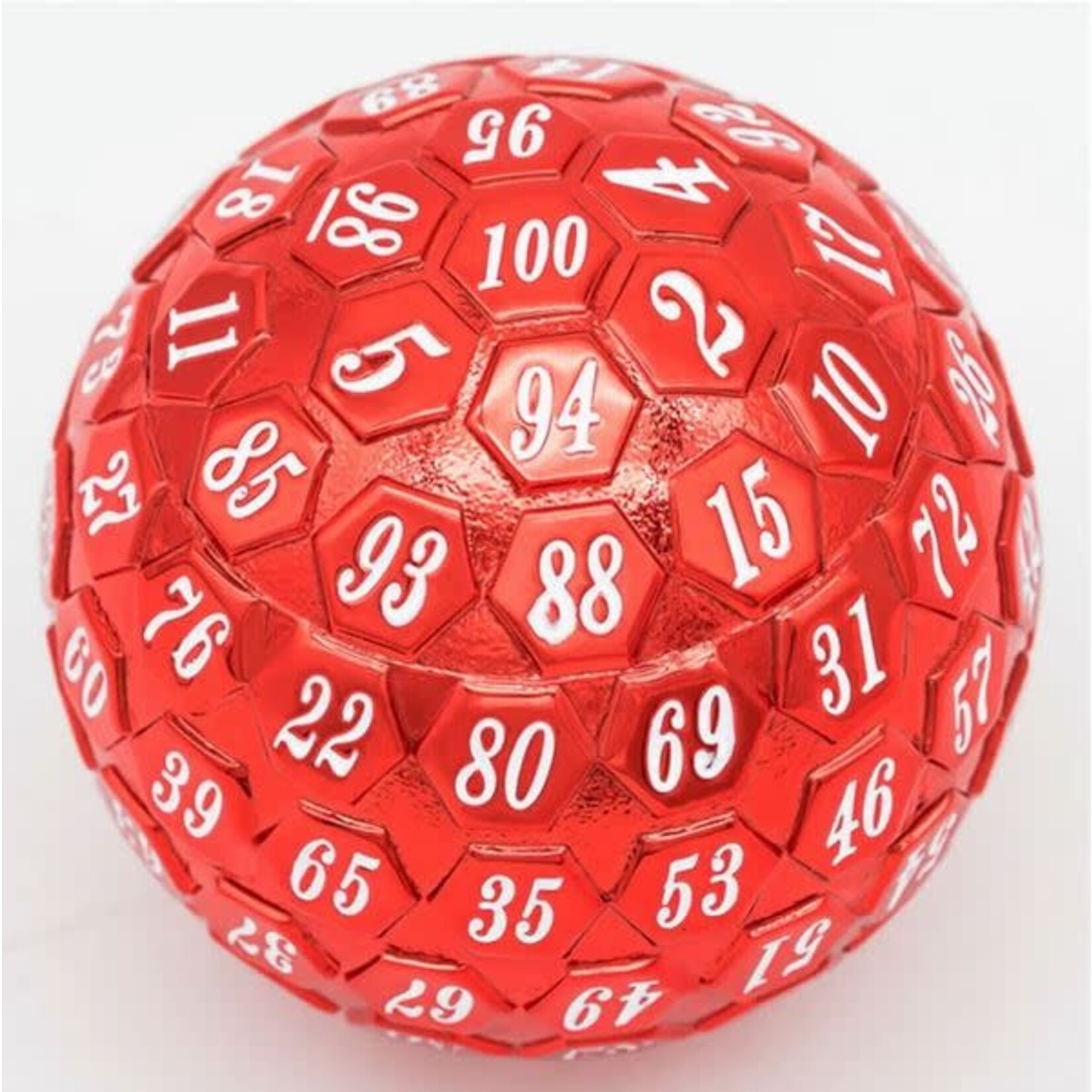 Foam Brain Metal Dice: 45mm Solid Metal D100 - Red with White