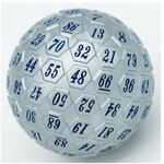 Foam Brain Metal Dice: 45mm Solid Metal D100 - Pewter with Navy