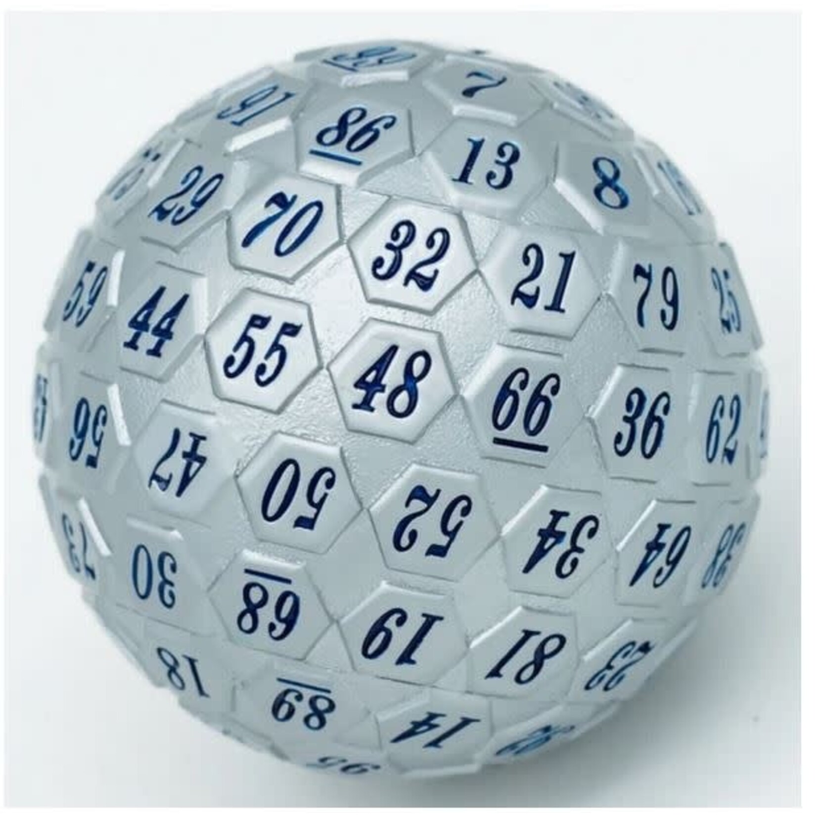 Foam Brain Metal Dice: 45mm Solid Metal D100 - Pewter with Navy