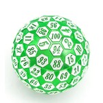 Foam Brain Metal Dice: 45mm Solid Metal D100 - Green & Silver