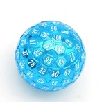 Foam Brain Metal Dice: 45mm Solid Metal D100 - Blue with White