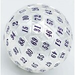 Foam Brain Metal Dice: 45mm Solid Metal D100 - Platinum with Purple