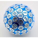 Foam Brain Metal Dice: 45mm Solid Metal D100 - Blue & Silver