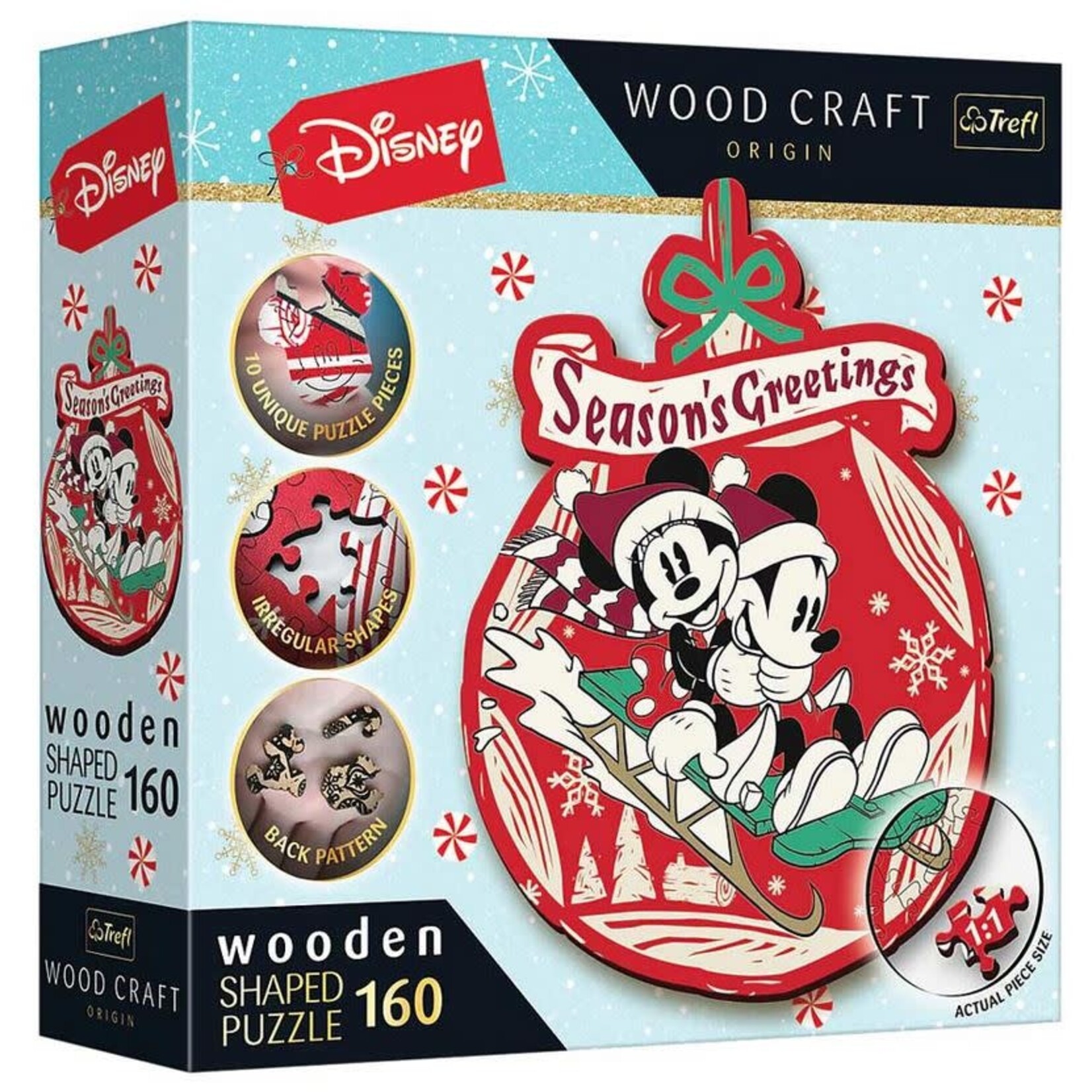 Disney Xmas Mickey Wooden Shape 160 Piece Puzzle