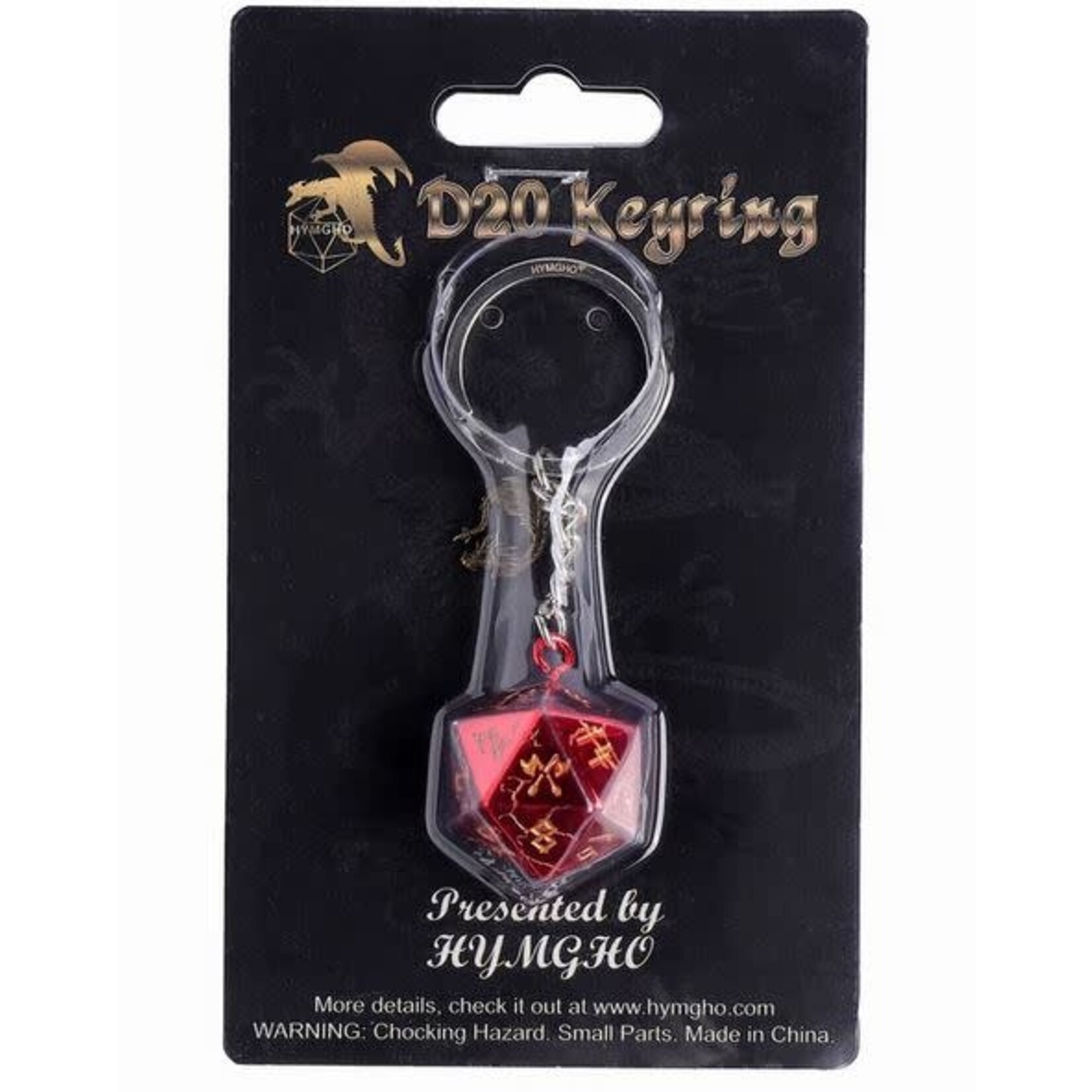 D20 Keychain Barbarian - Red with Gold