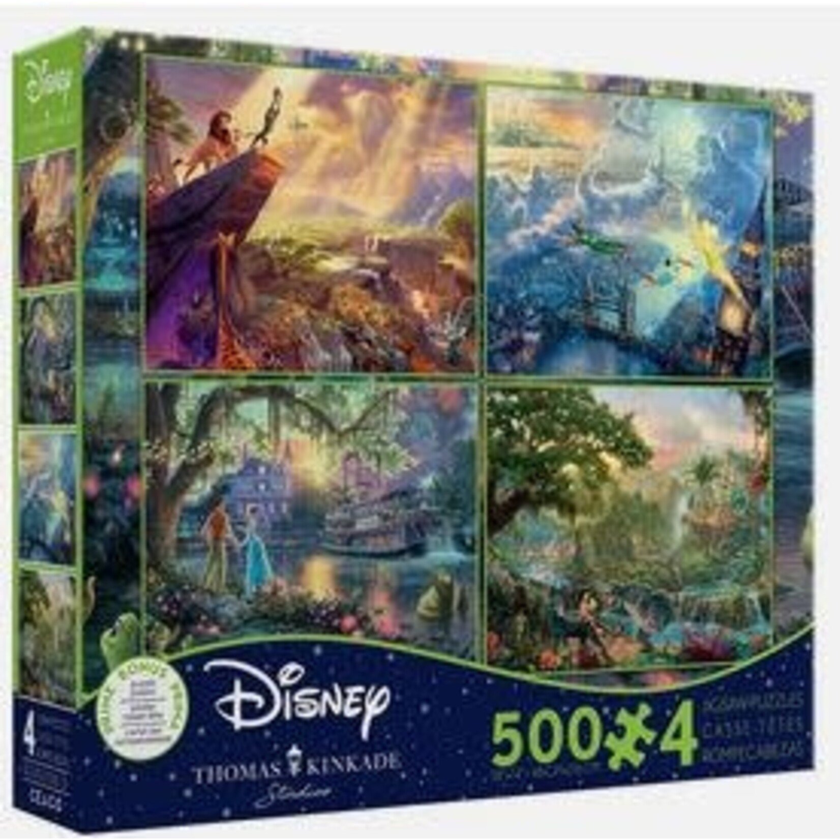 #18559 Thoman Kinkade 4 Puzzles Disney: Dragon Cache Used Game