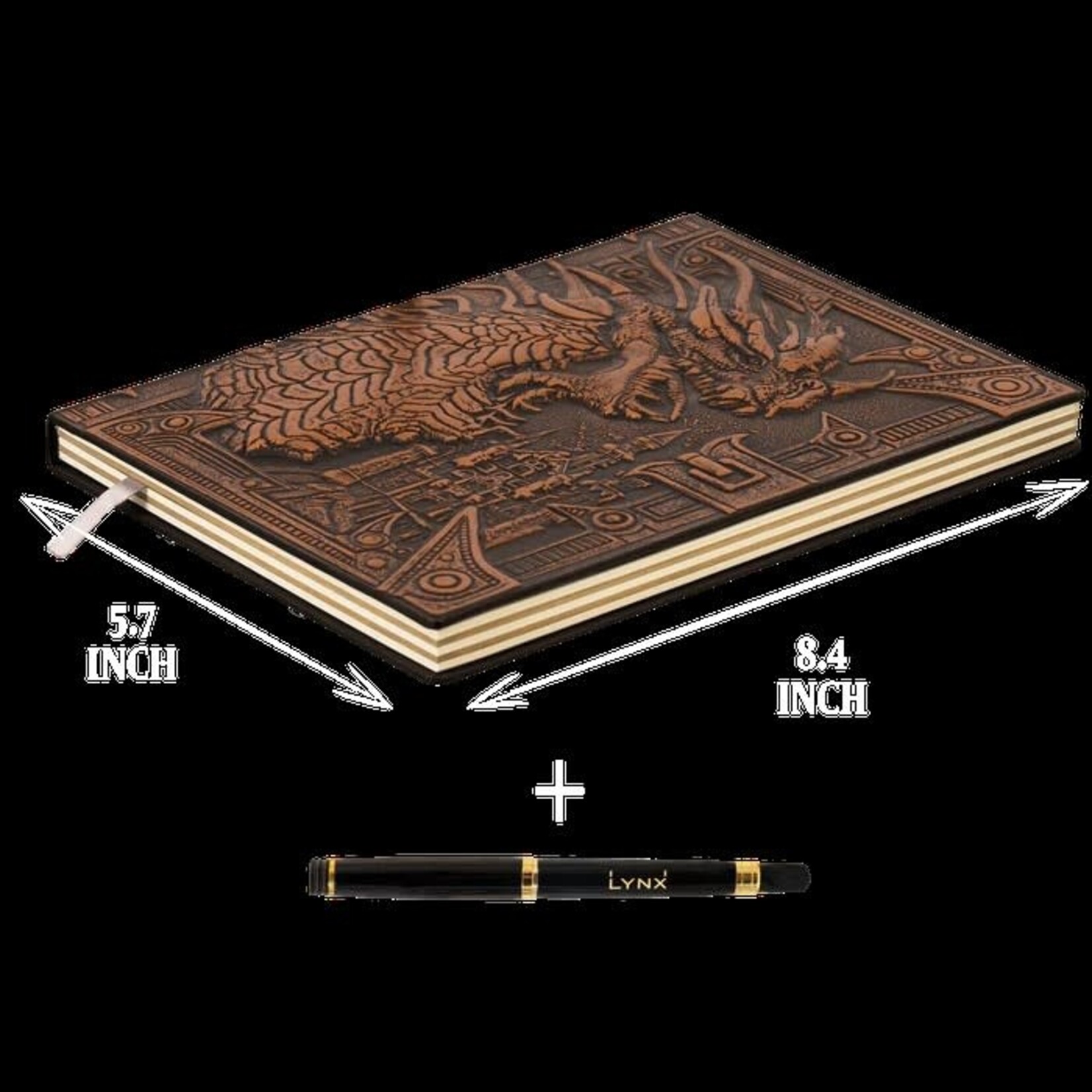Lynx 3D Faux-Leather Notebook - Gold Phoenix