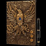 3D Faux-Leather Notebook - Gold Phoenix