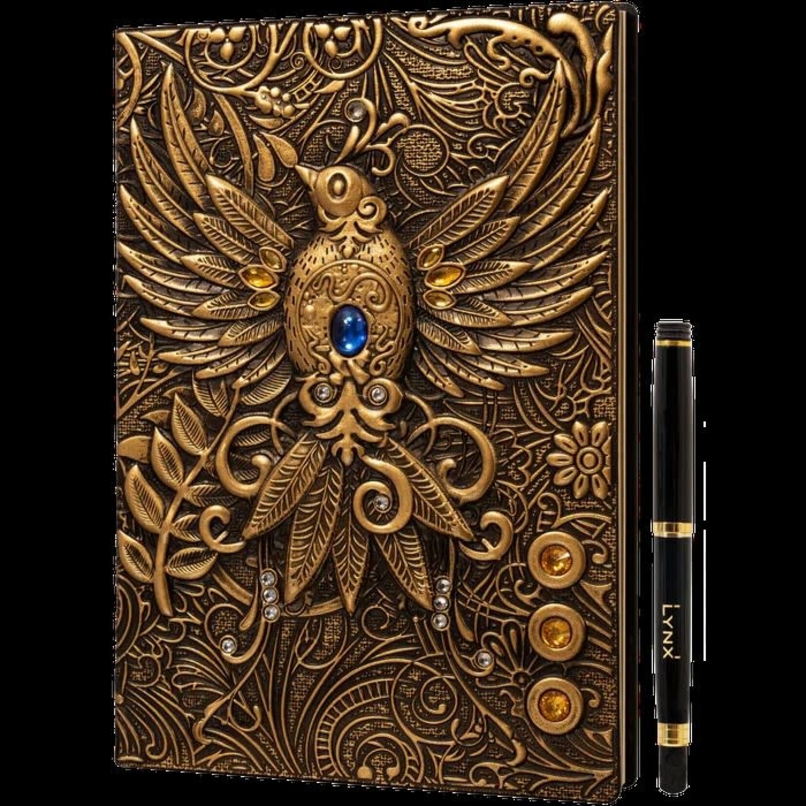 3D Faux-Leather Notebook - Gold Phoenix