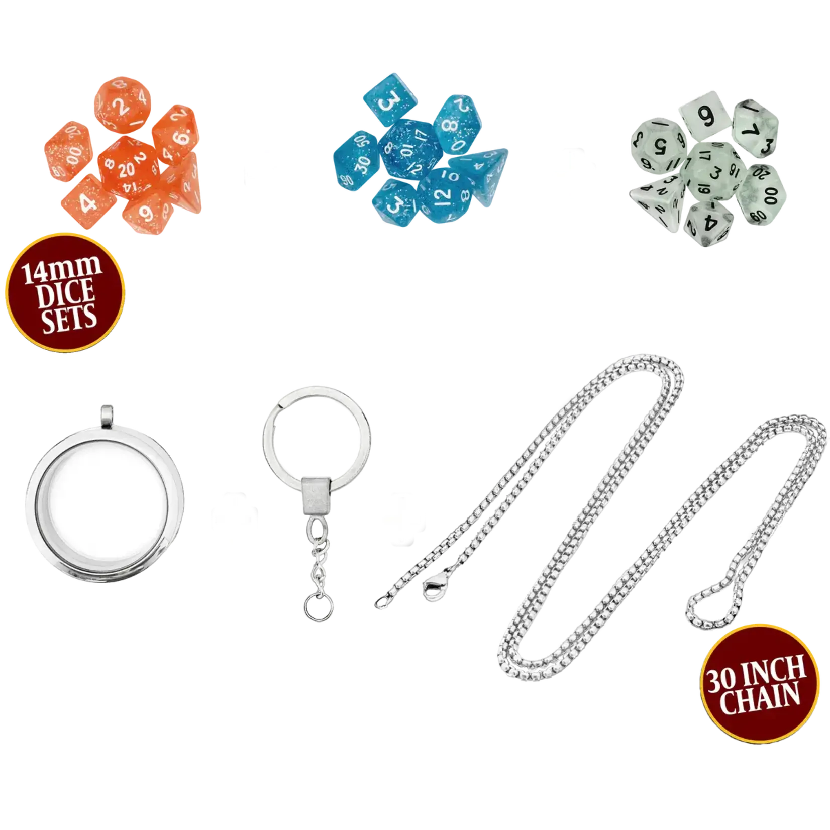 Dice Locket Necklace and Keychain Set