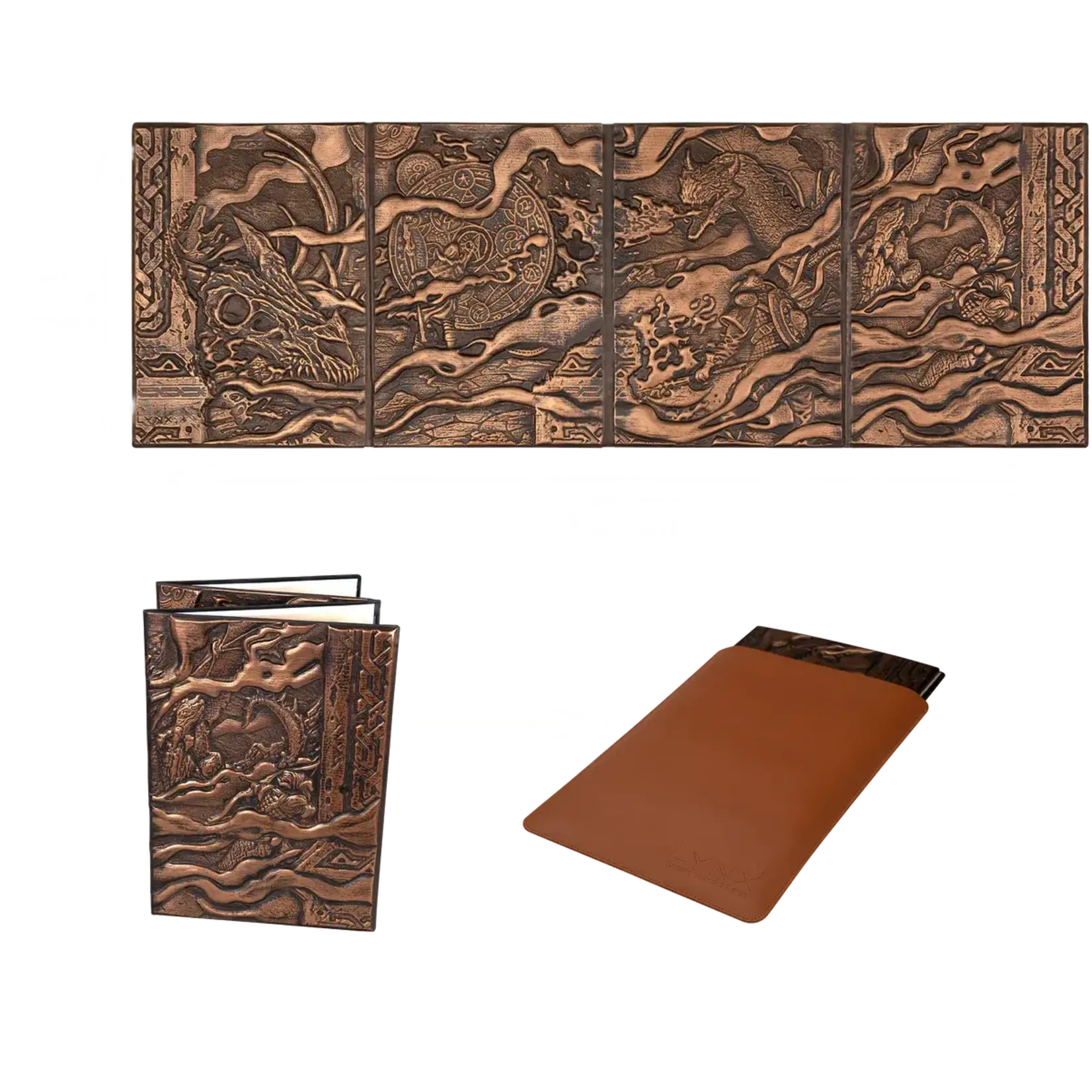 Dungeon Master Screen - 3D Faux Leather with Carrying Case