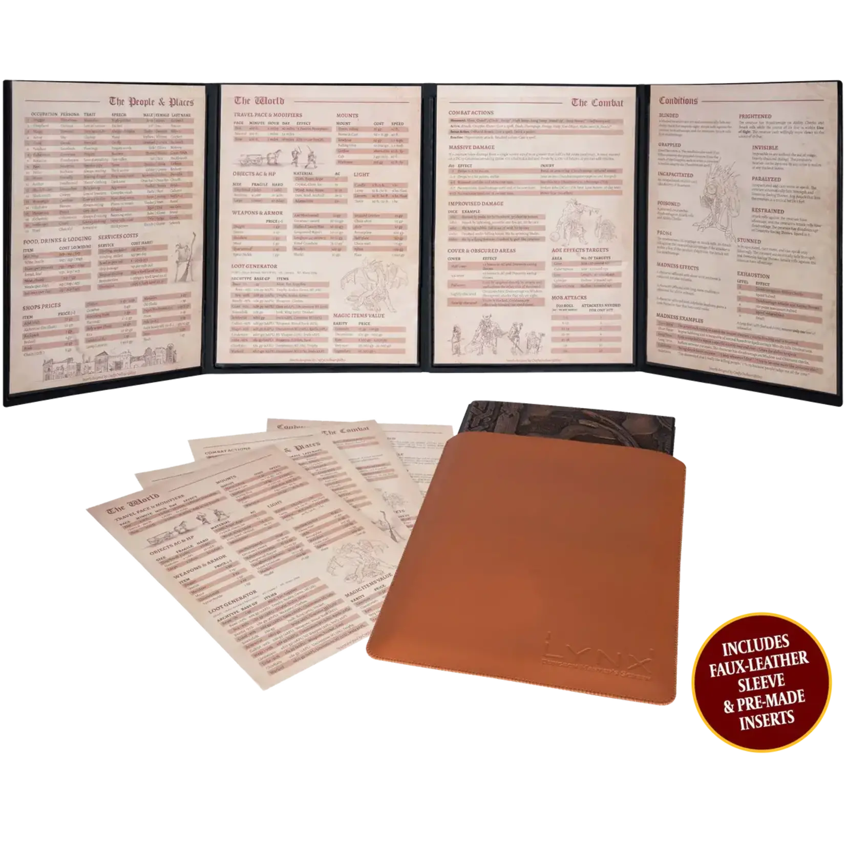 Dungeon Master Screen - 3D Faux Leather with Carrying Case
