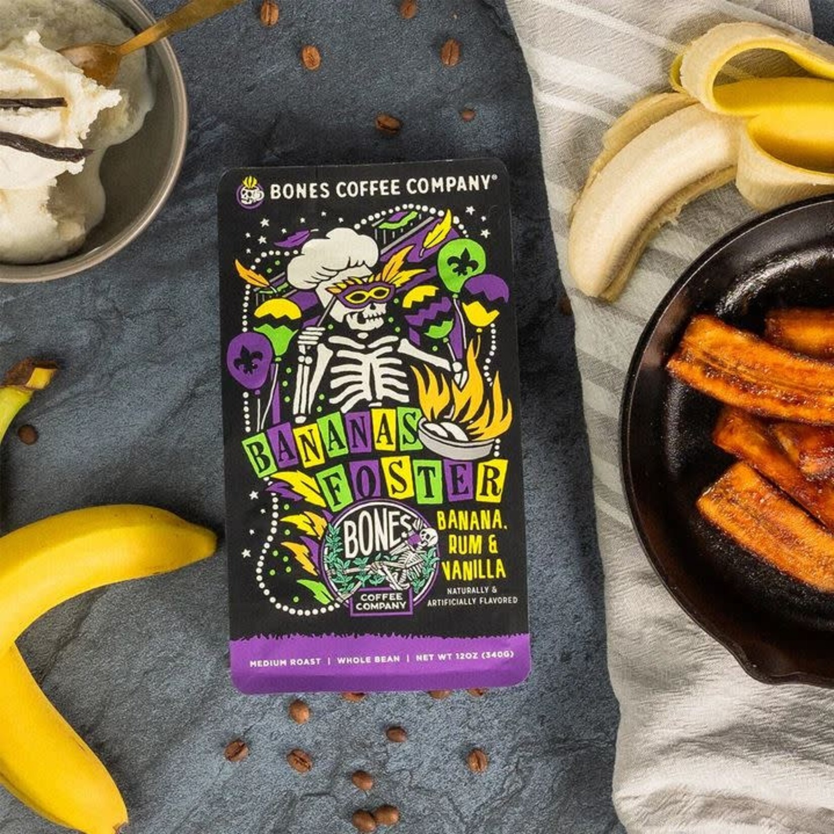 Bones Coffee Bones Coffee: Bananas Foster 12 oz Ground Coffee