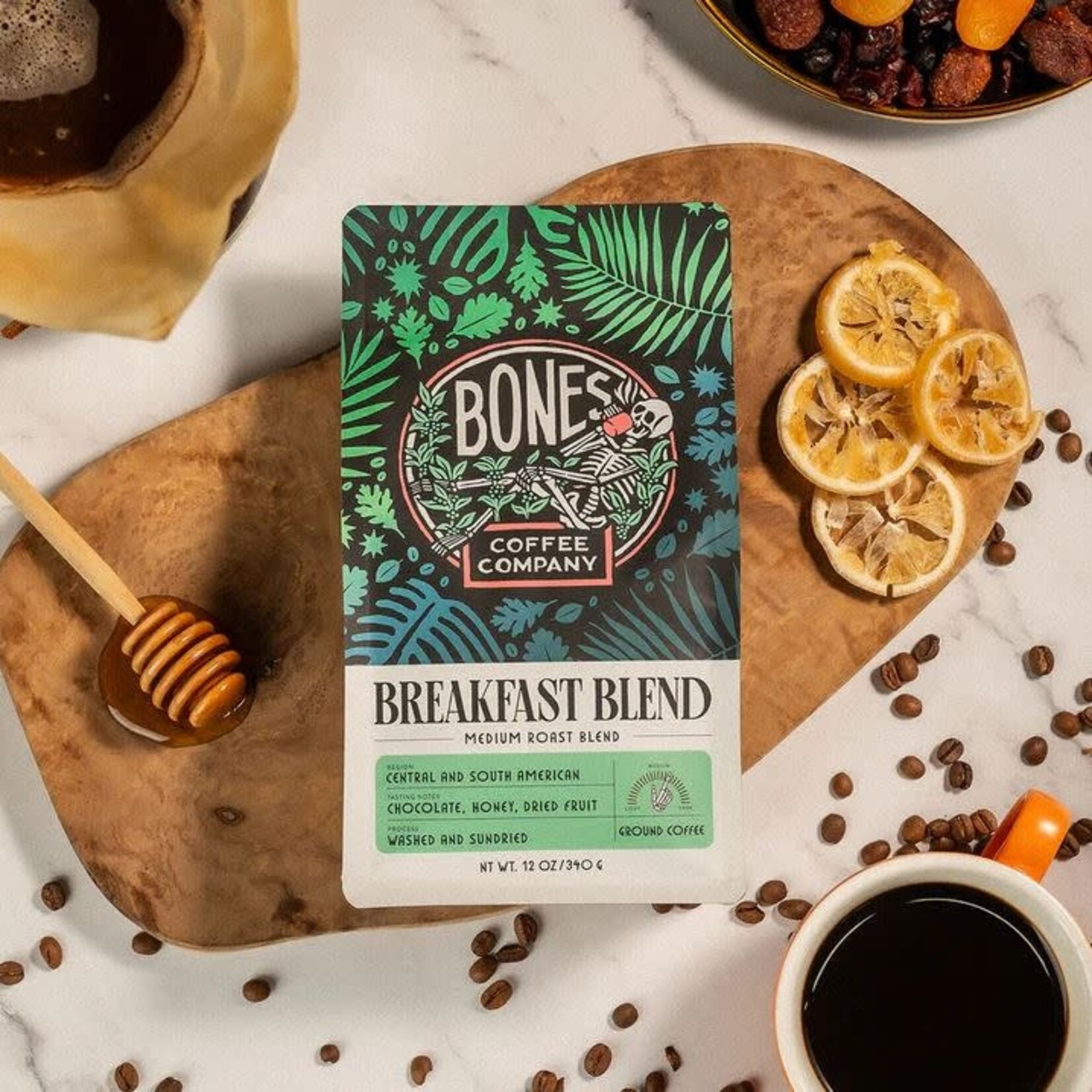 Bones Coffee: Breakfast Blend 12oz Ground Coffee