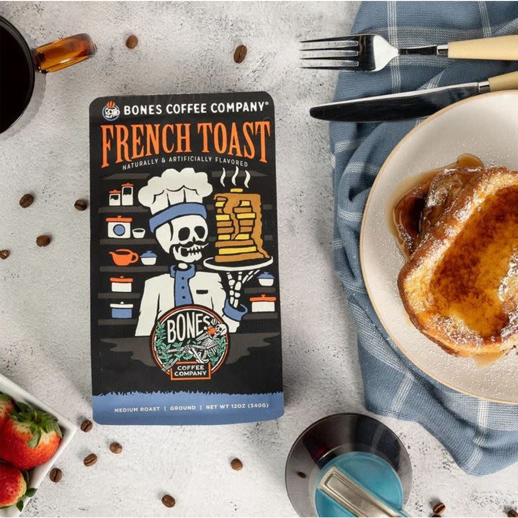 Bones Coffee Bones Coffee: French Toast 12 oz Ground Coffee