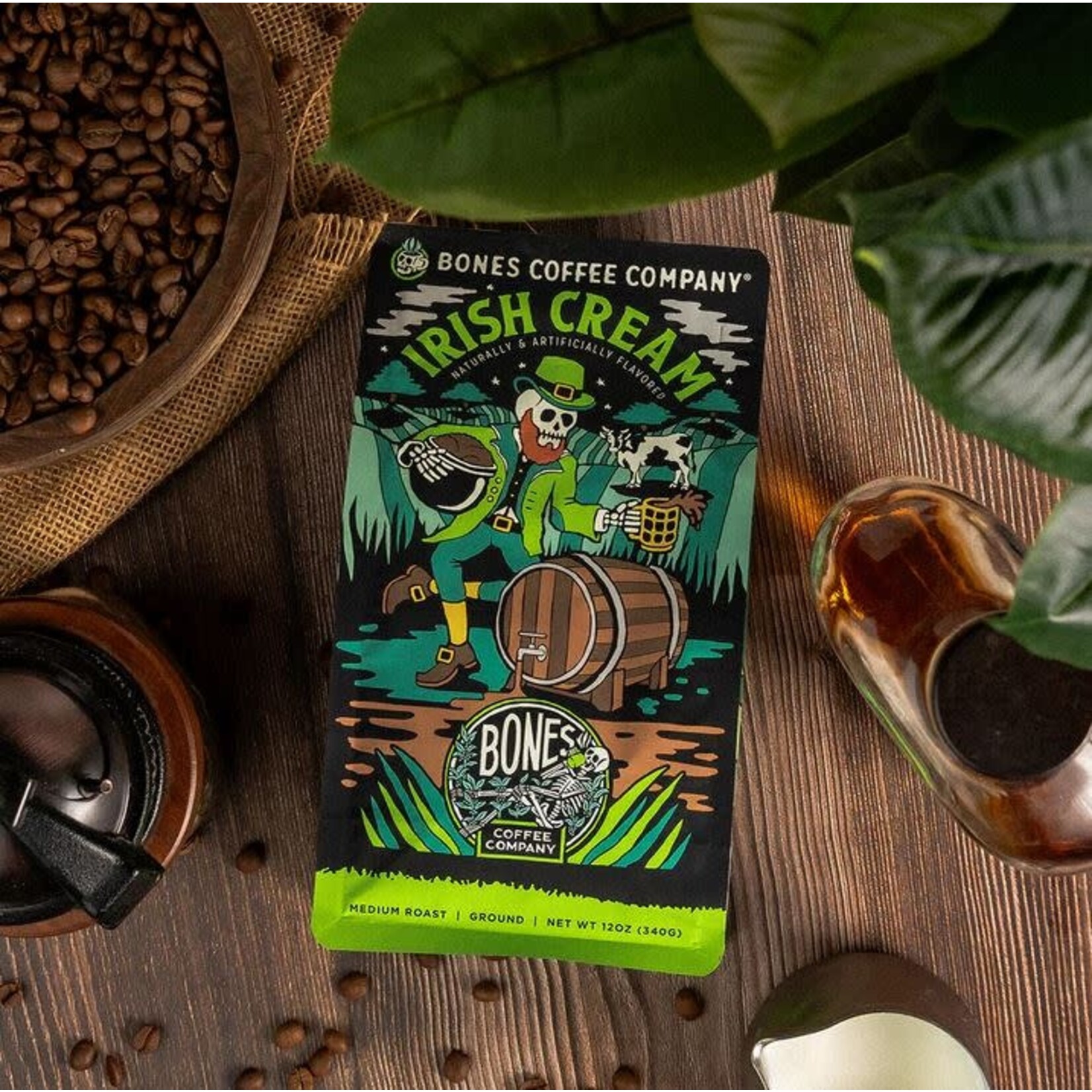Bones Coffee: Irish Cream 12oz Ground Coffee