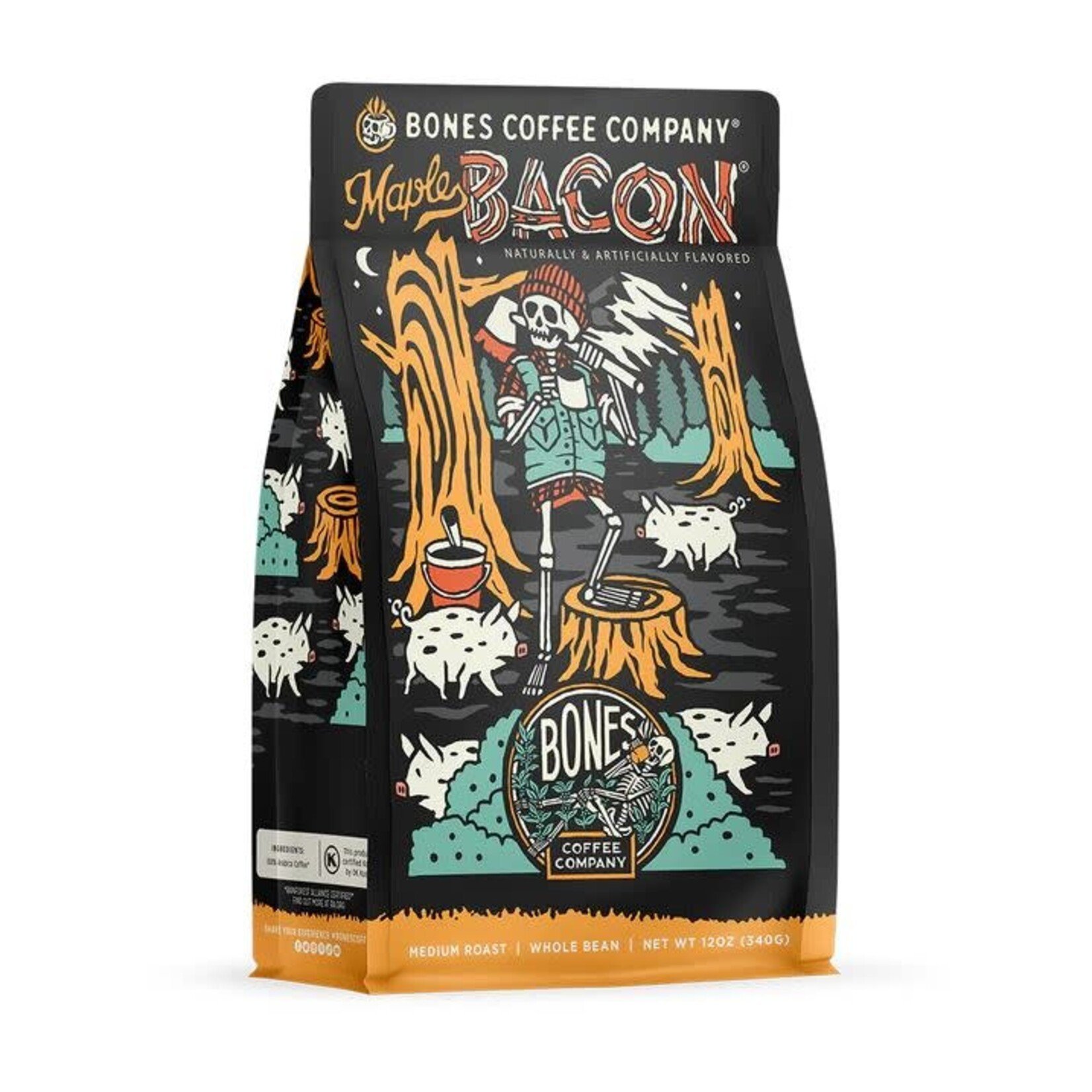 Bones Coffee Bones Coffee: Maple Bacon 12 oz Ground Coffee